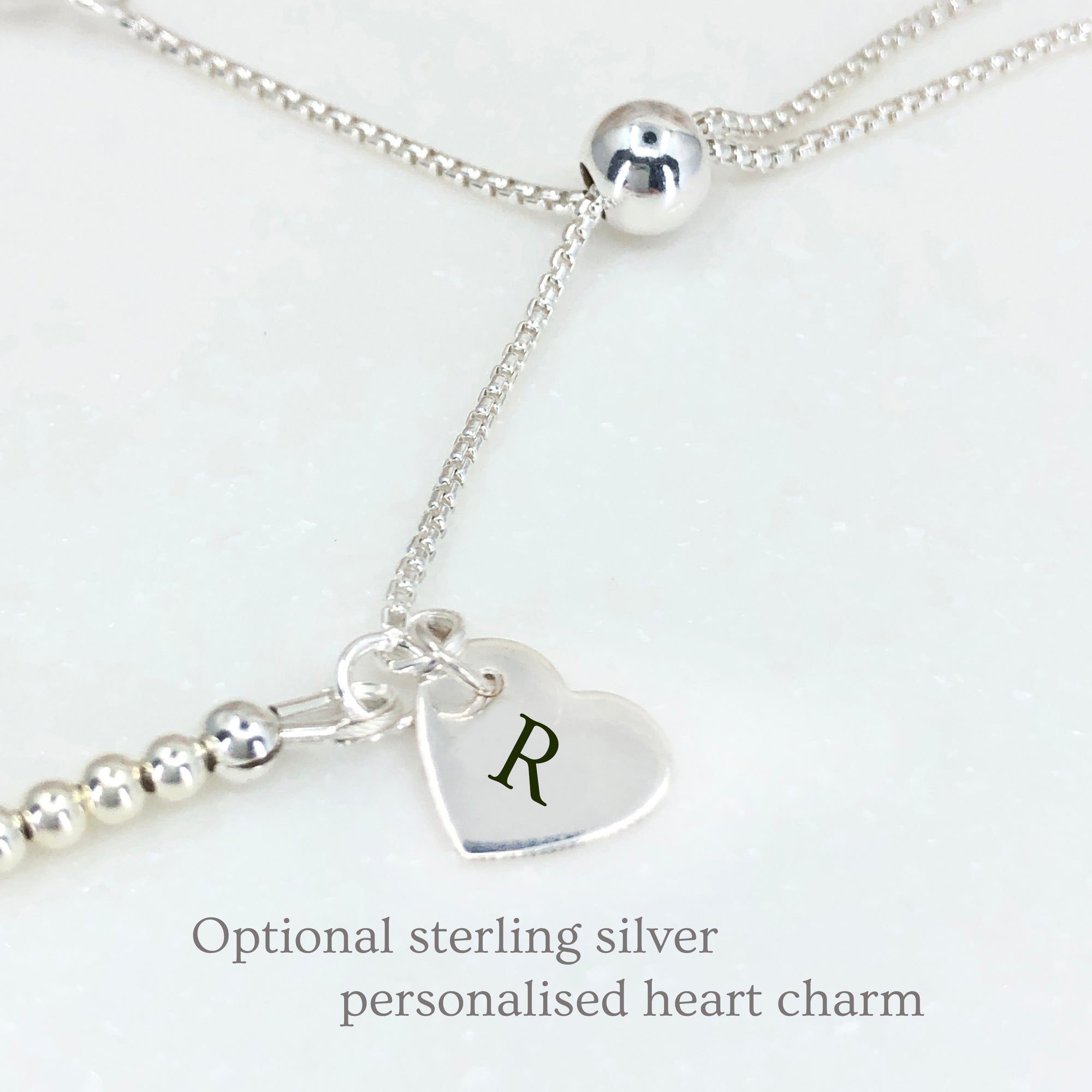 Opal sterling silver adjustable beaded bracelet | October birthstone