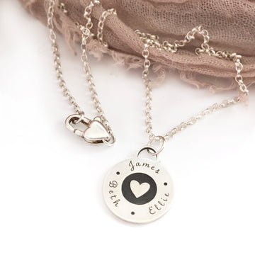 Sterling silver personalised heart necklace