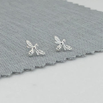 Sterling silver bee stud earrings with personalised keepsake box 
