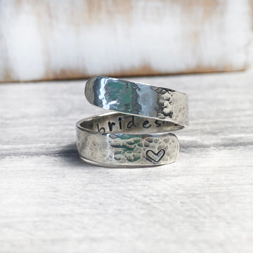 Personalised sterling silver wrap ring