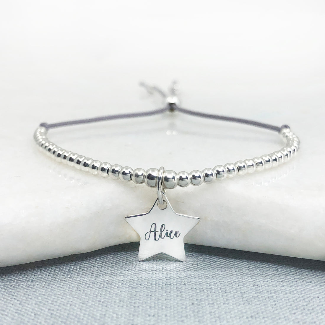 Personalised beaded adjustable star friendship bracelet | 23 cord colour choices