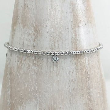Diamond 14ct white gold beaded adjustable corded friendship bracelet